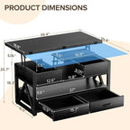 Memobarco 40" Lift Top Coffee Table, 4 in 1 Multi-Function Lift Coffee Tables - Image 2