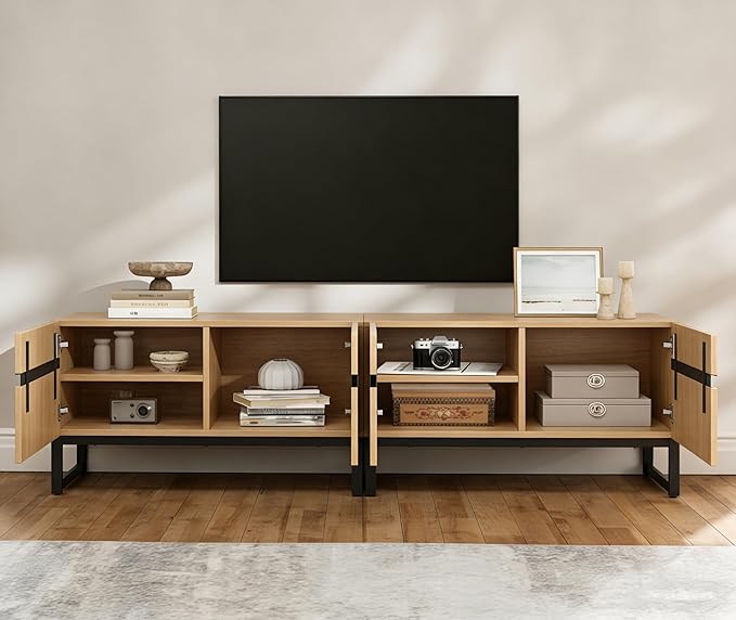 WAMPAT Modern TV Stand for 50-75 Inch TVs, Wood Entertainment Center - Image 5