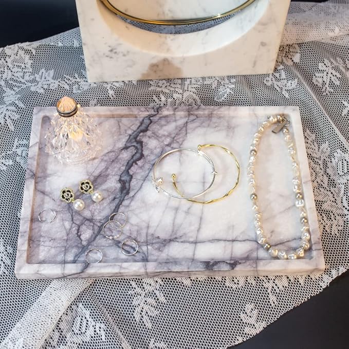 Real Luxurious Vanity Tray Natural Genuine Marble Storage Tray - Image 5