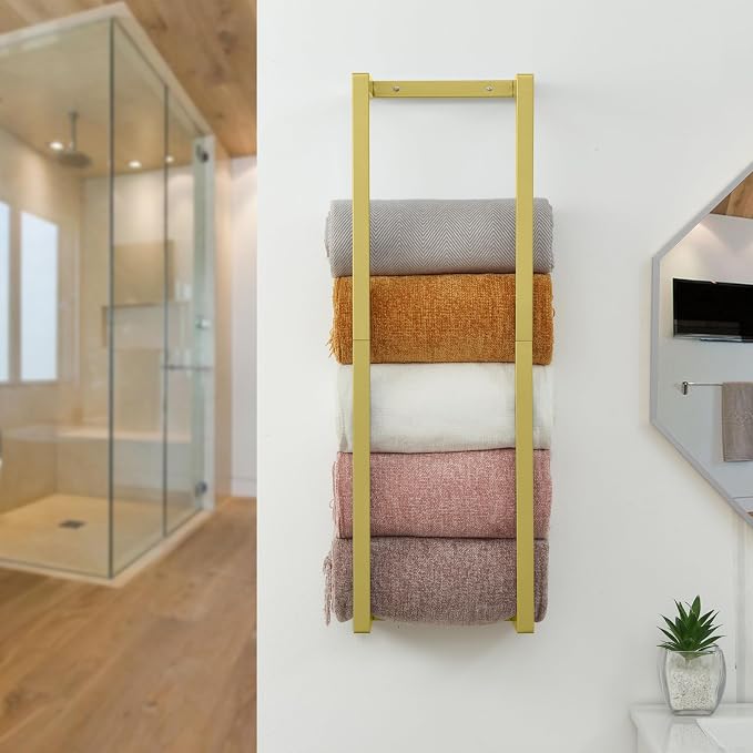Towel Rack for Rolled Towels, Towel Rack for Bathroom, Wall Mounted Metal - Image 2