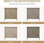 Carved Buffet Cabinet with Floral Pattern & Gold Handle, 31.5" W Distressed - Image 7