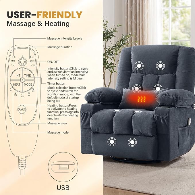 Swivel Recliner Chair for Adults - Image 4