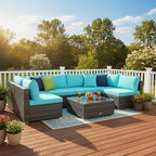 Tangkula 7 Pieces Wicker Patio Furniture Set, All-Weather Outdoor Rattan - Image 2