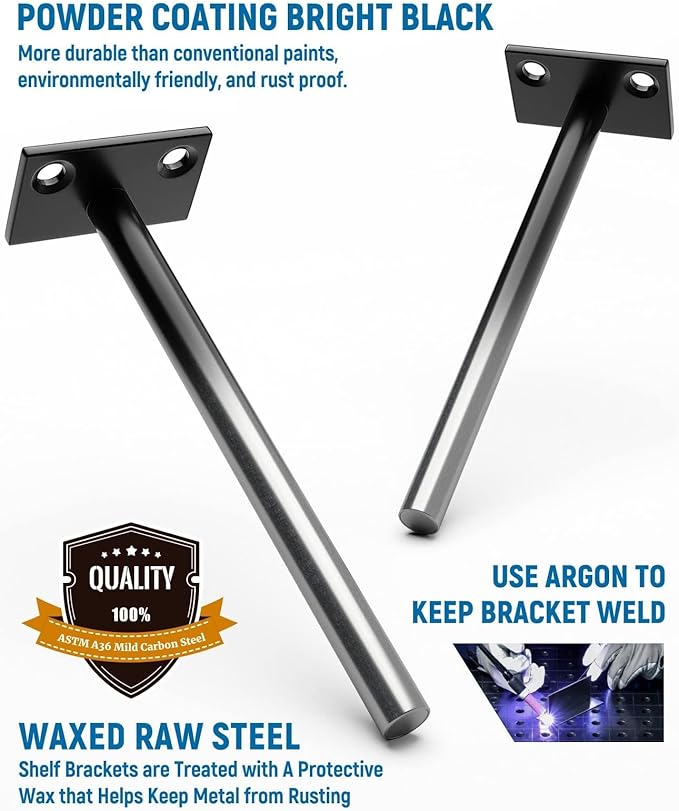 LEOPO 6-Pack 10 inch Floating Shelf Brackets, Hidden Shelf Bracket - Image 4