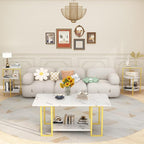 AWQM Faux Marble Table Set, Coffee Table & 2 Side Table, Faux Marble Tabletop - Image 6