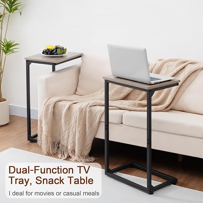 AMHANCIBLE C Shaped End Tables, Couch Side Tables that Slide Under, TV Trays - Image 4