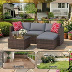 5 PCS Outdoor Sectional Sofa Set, Outdoor Patio Set Sectional Sofa, All-Weather - Image 6