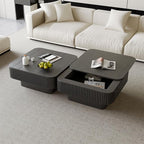 Square Coffee Table for Living Room, Fluted Drum Accent Tea Center Table - Image 8
