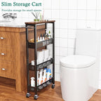 XYZLVSI Slim Storage Cart 4 Tier Narrow Kitchen Rolling Cart on Wheels - Image 4