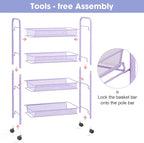TOOLF 4-Tier Rolling Cart, Metal Utility Cart - Image 5