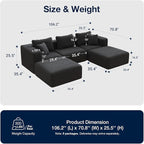 Avenco 106.2” U-Shaped Modular Sectional Sofa Couch - Image 2
