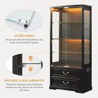FREDEES Display Cabinet with Glass Doors, Tall Bookcase with 3 Color Lights and - Image 5