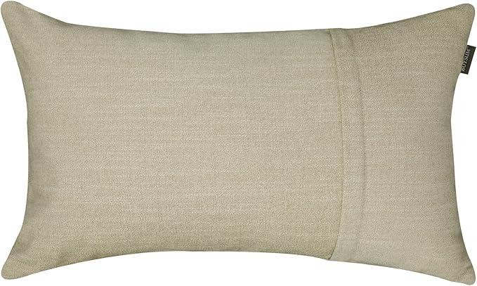 Set of 2 Leather Throw Pillow Covers Lumbar Cotton Linen Decor Patchwork Pillow - Image 3