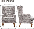 LukeAlon Button Tufted Linen Accent Chair, Upholstered Club Chair - Image 2