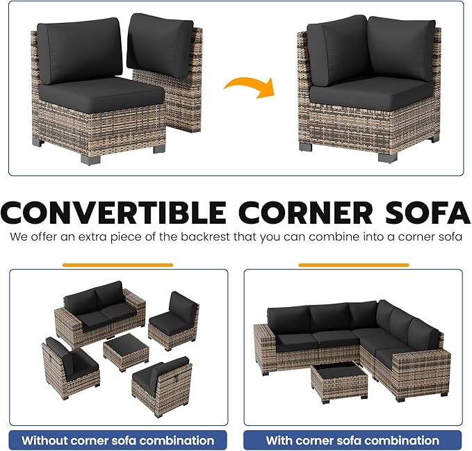 Patio Furniture Set, Wide Armrest Outdoor Furniture Set - Image 4