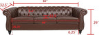 LEVNARY Chesterfield Sofa, Classic Tufted Upholstered Leather Couch, Modern 3 - Image 2