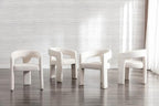 BESTANO Set of 3 Modern Linen Fabric Upholstered Dining Chairs - Image 4