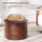 Leather Ottoman, Handmade Stuffed Square Ottoman, Genuine Leather Pouf - Image 4