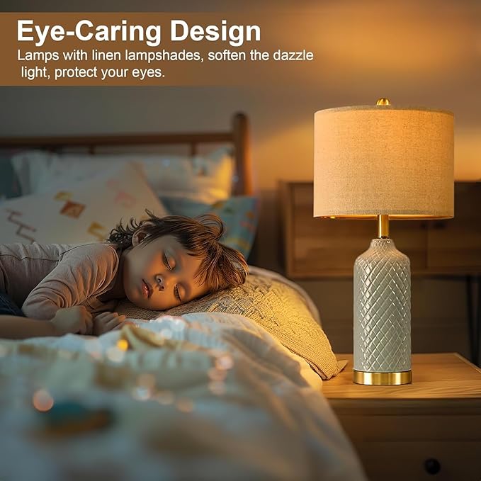 24.25" Table Lamp Modern Ceramic Blue Lamps - Image 4