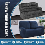 H.VERSAILTEX Velvet Stretch Recliner Couch Covers 6-Pieces Recliner Loveseat - Image 5