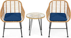 Tangkula 3 Pieces Patio Bistro Set, Rattan Conversation Set - Image 9
