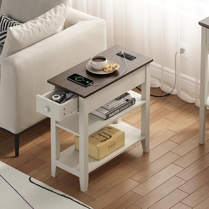 ChooChoo Farmhouse end Table Living Room Set of 2, Sofa Side Table Living Room - Image 4