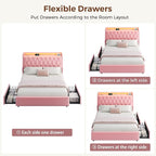 Full LED Velvet Bed Frame with 2 Storage Drawers&Hidden Headboard, Upholstered - Image 8