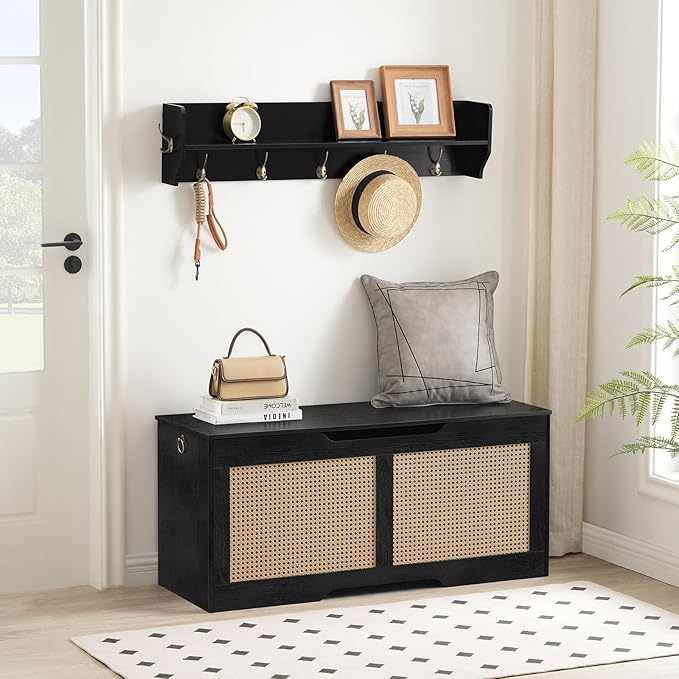 HOOBRO Storage Bench, 43.3" Toy Box, Rattan-Like Storage Chest, Sturdy Entryway - Image 5