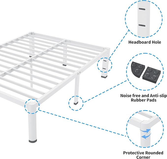 ROIL 14 Inch White California King Bed Frame - Image 5