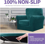 ZNSAYOTX Oversized Velvet Couch Cover 4 Piece Stretch Sofa Covers - Image 5