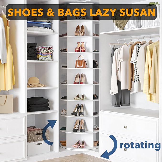 SpaceAid 9 Tier Rotating Shoe Rack Tower, Spinning Shoe Display Lazy Susan - Image 4