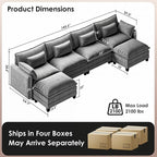 Marsail Modular Sectional Sofa 145.6" U-Shaped Modern Comfy Cloud Couch - Image 2