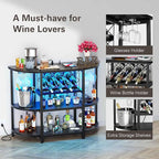 Zarler Bar Cart with Power Outlet Easy to Assemble, LED Home Bar Cabinet - Image 6