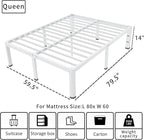ROIL 14 Inch White Queen Bed Frame - Image 2