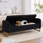 66" End of Bed Bench King Size, Teddy Boucle Storage Bench - Image 9