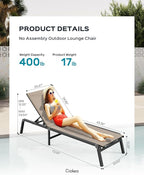 Patio Chaise Lounge Chair, Foldable Lounge Chair - Image 2
