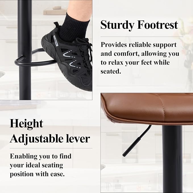 FIRAVOE Counter Height Bar Stools, Swivel Barstools Set of 4 - Image 5