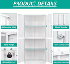 Metal Storage Cabinet with 3 Adjustable Shelves, Tall Steel Pantry Cabinets 4 - Image 8
