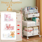 Baby Diaper Caddy Cart Organizer -3 Tier, Bedside Nursery Essentials Organizer - Image 2