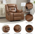 EBELLO Faux Leather Manual Recliner Chair, Modern Design Single Reclining Sofa - Image 3