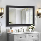 Black Wood Mirror for Bathroom, Rectangle Rustic 30 x 40 inch Vanity Mirror for - Image 3