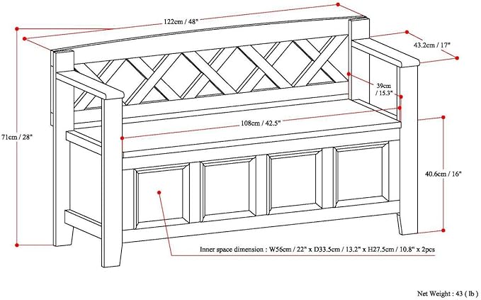 SIMPLIHOME Amherst Entryway Storage Bench - Image 14