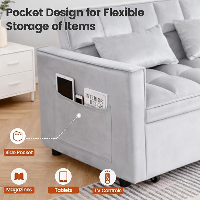 3 in 1 Convertible Sofa Bed, Love Seat Sleeper Bed - Image 3