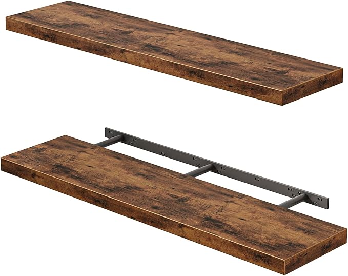 Fixwal Wall Shelves, 35.4" Long Heavy Duty Wall Mounted Rustic Wood Shelves by Fixwal