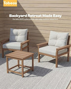 HDPE 3 Piece Patio Furniture Set, All-Weather Outdoor Couch Set - Image 6