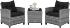 HAPPYGRILL 3 Pieces Patio Conversation Set, Outdoor Furniture Set PE Rattan by HAPPYGRILL