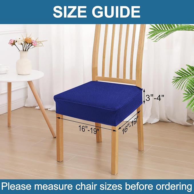 Smiry Waterproof Seat Covers for Dining Room Chairs Set of 8, Stretch Jacquard - Image 2