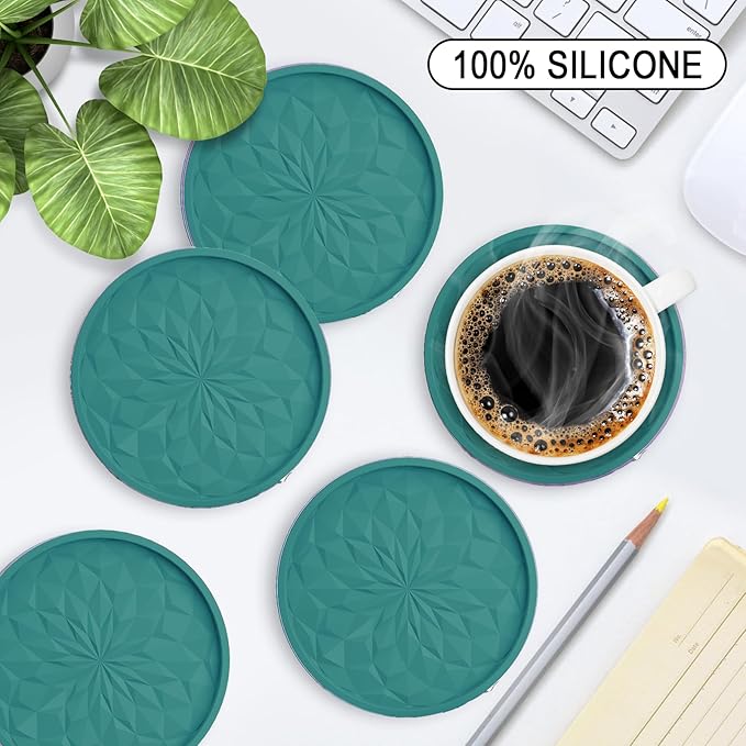 ME.FAN Silicone Coasters with Holder, Drinking Coasters - Image 2