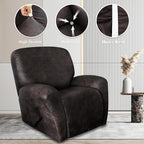 ANARACHON Leather Look Oversize Recliner Chair Covers, Thick 4 Pieces Recliner - Image 5