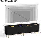 TV Stand for 80 Inch TV, Fluted TV Stand for Living Room, Mid Century Modern TV - Image 3